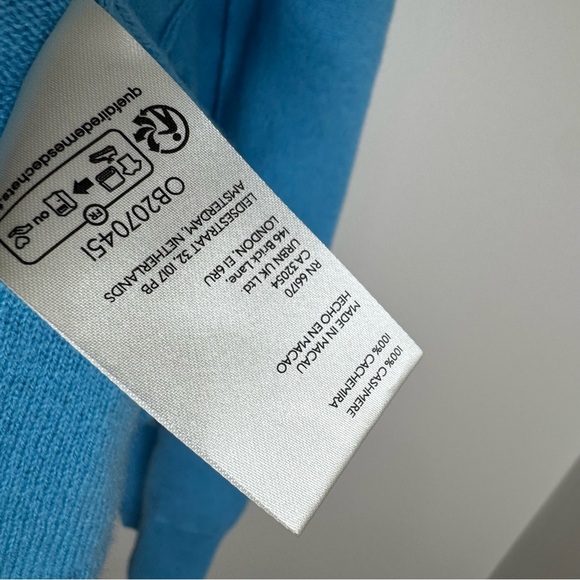 NWT Free People Venice 100% Cashmere Sweater Oversized Blue Medium Boho Coastal - Picture 6 of 8